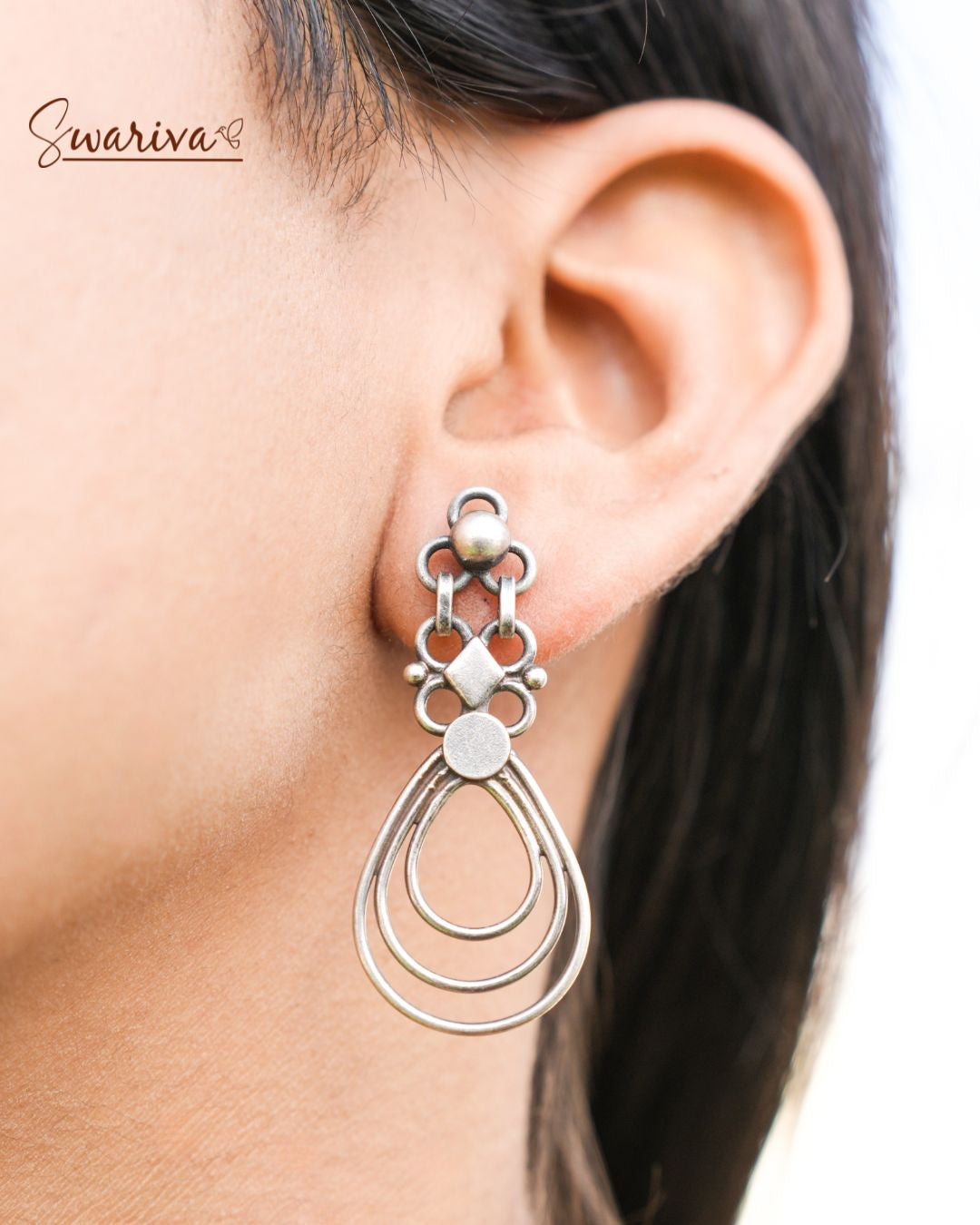 Silver Spiral Dewdrop Earring