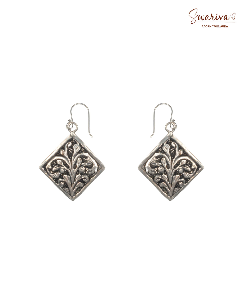 Silver Chitai Chatur Floral Earrings