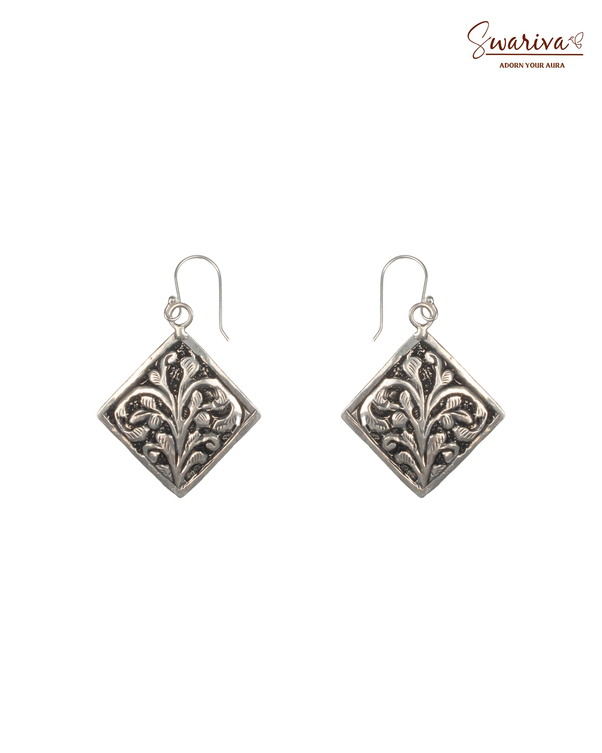 Silver Chitai Chatur Floral Earrings
