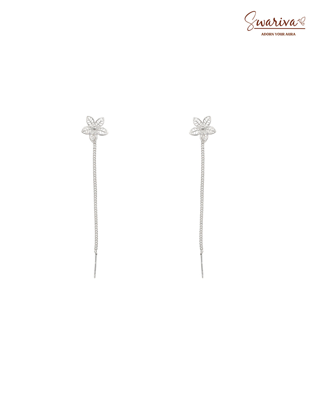 Silver Flora Chain Earrings