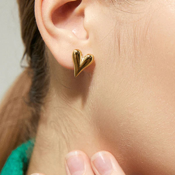 Gold Plated Anti Tarnish Heart Earrings