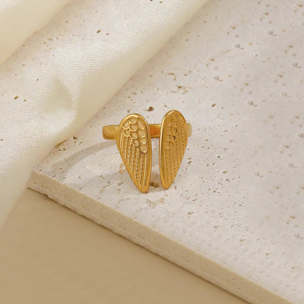 Gold-Plated Wings of Hope Themed Adjustable Ring