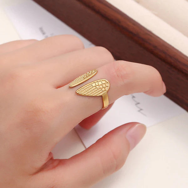 Gold-Plated Wings of Hope Themed Adjustable Ring