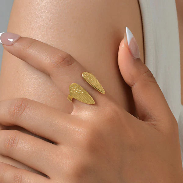 Gold-Plated Wings of Hope Themed Adjustable Ring