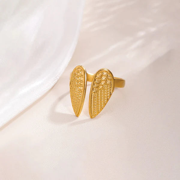 Gold-Plated Wings of Hope Themed Adjustable Ring
