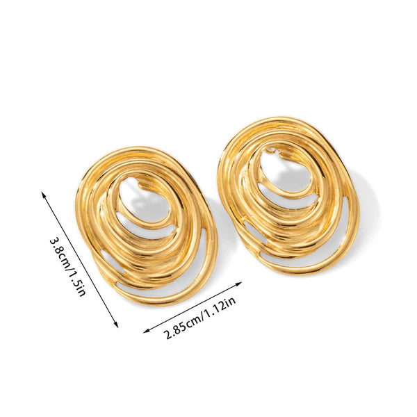 Gold Plated Anti Tarnish Stainless Steel Spiral Stud Earrings