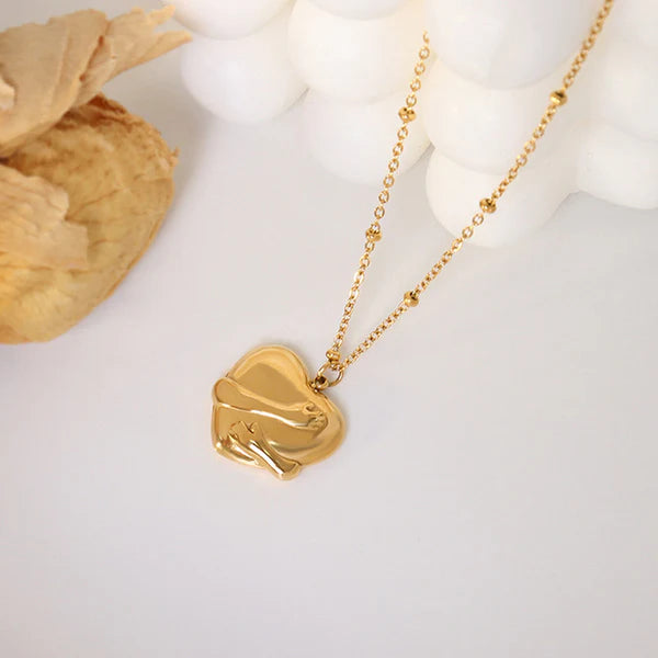 Gold-Plated Anti Tarnish Heart Pendant with Hands