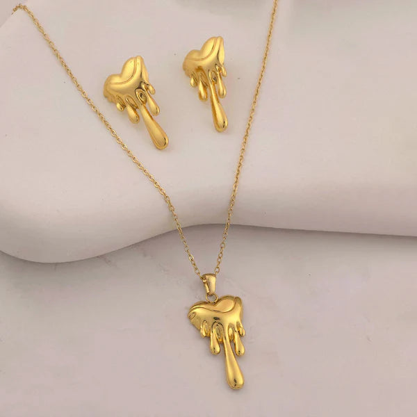 Gold Plated Anti Tarnish Heart Necklace Set
